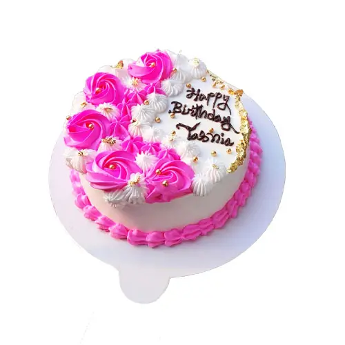 Beautiful Round Shape Pink Rose Cake