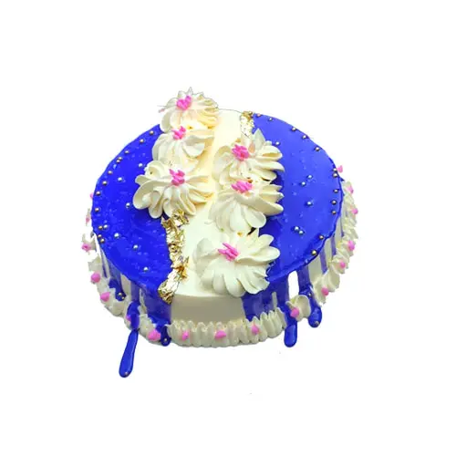 Beautiful Round Shape Blue Cake